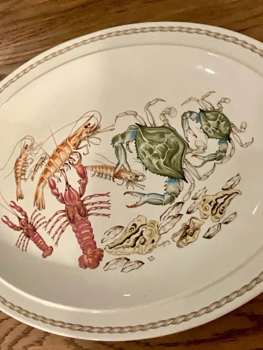 Rare Vintage Ljungberg Coquillage 14” Ceramic Seafood Serving Platter